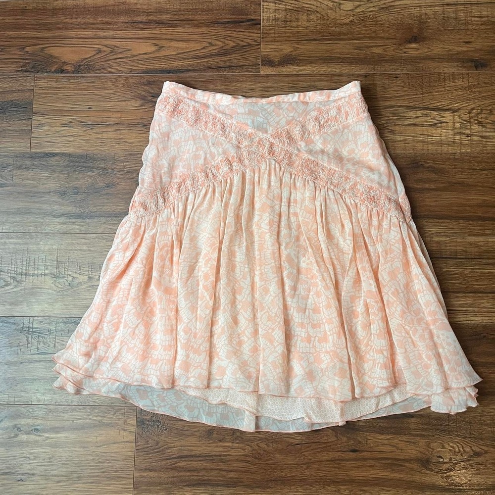 Jacob Chiffon 100% Silk Skirt Women 8 Ruffle Hem Fairycore Coquette Balletcore